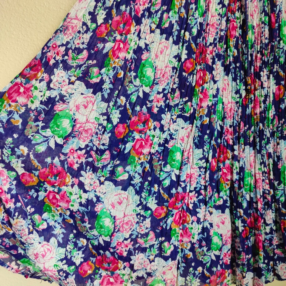 Vintage‎ 90s Patchouli Floral Maxi Skirt Boho Cotton Hippie Broomstick Pullon OS - Picture 4 of 8